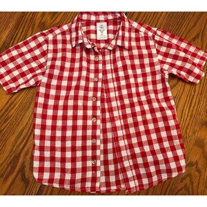 member's mark red and white check plaid button down collared shirt size 6/7
